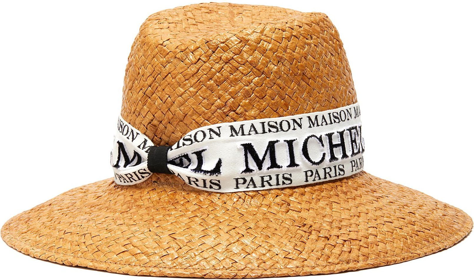 Maison Michel Kate' logo band raffia straw fedora hat