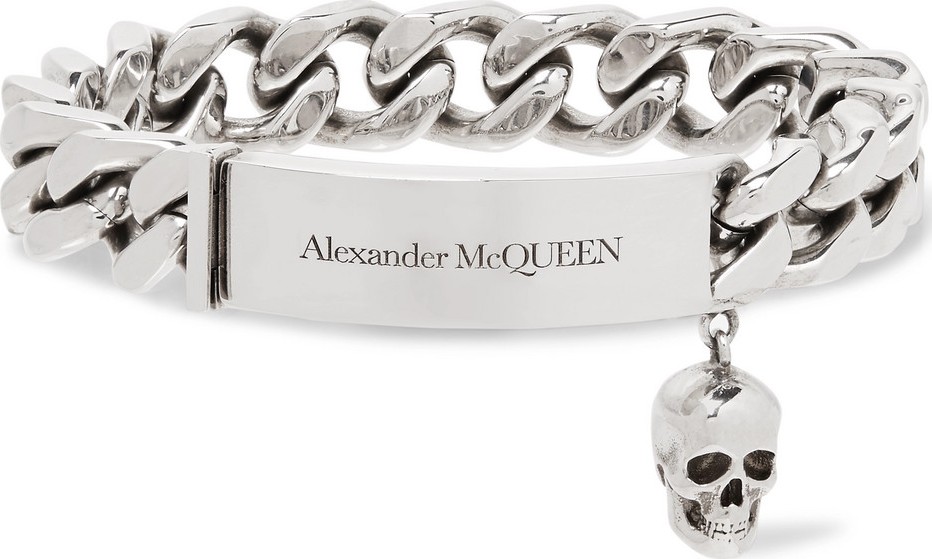 Alexander McQueen Logo-Engraved Silver-Tone ID Bracelet