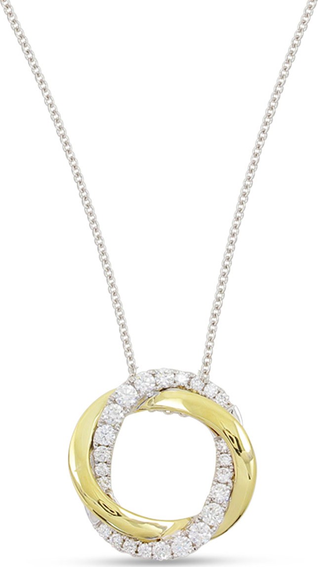 Frederic Sage 18K Gold Interlocking Halo Diamond Pendant Necklace