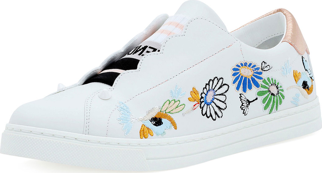 Fendi Rockoko Leather Slip-On Sneaker