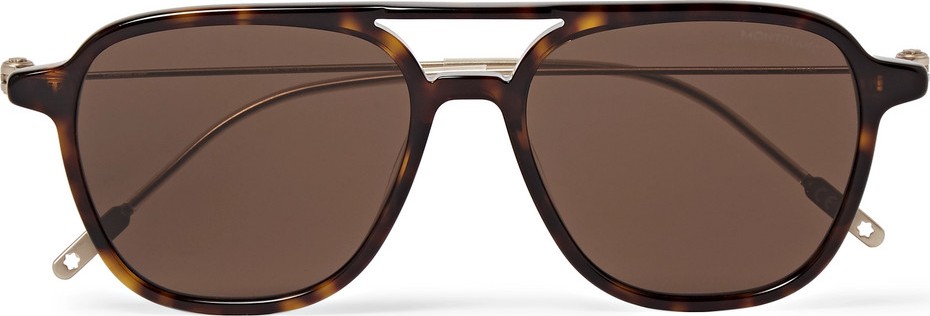 Montblanc Navigator Aviator-Style Tortoiseshell Acetate and Gold-Tone Sunglasses