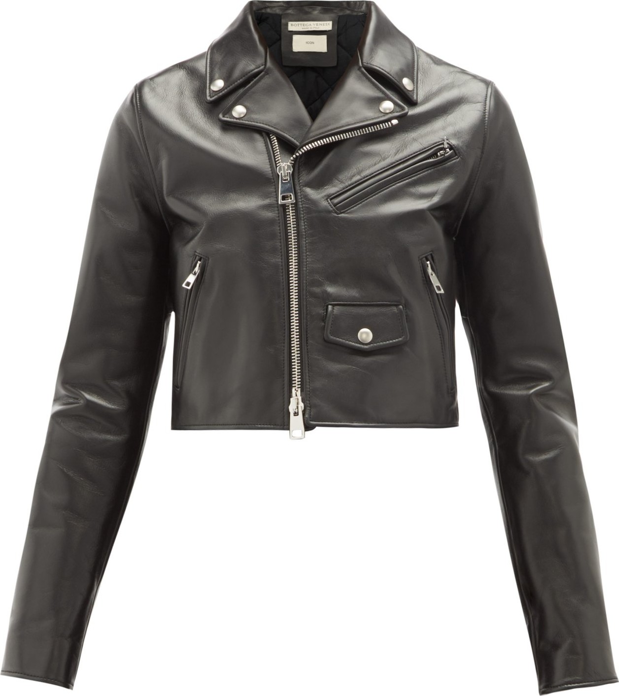 Bottega Veneta Cropped leather biker jacket