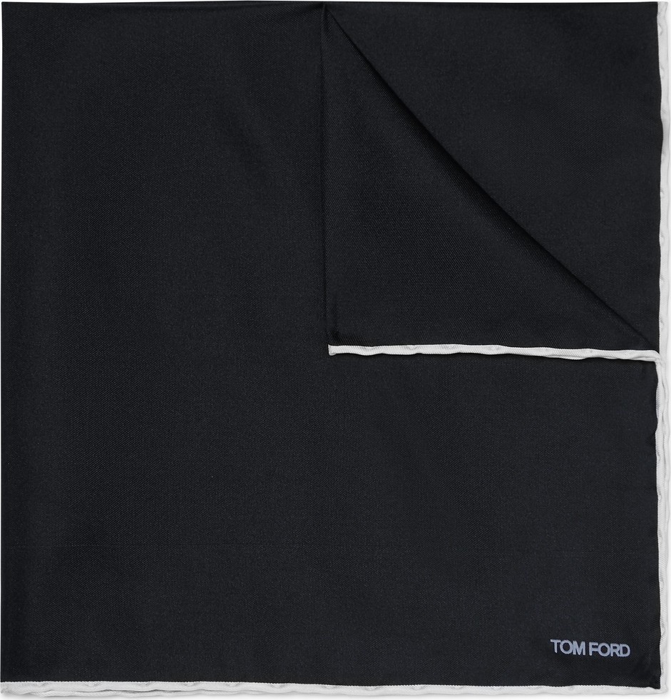 TOM FORD Contrast-Tipped Silk-Twill Pocket Square