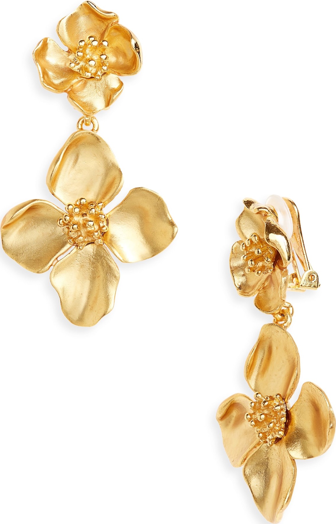 Oscar De La Renta Flower Drop Clip-on Earrings