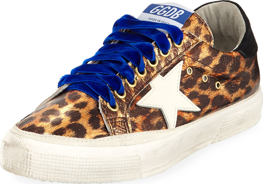 Golden Goose Deluxe Brand May Star Leopard-Print Low-Top Platform Sneakers