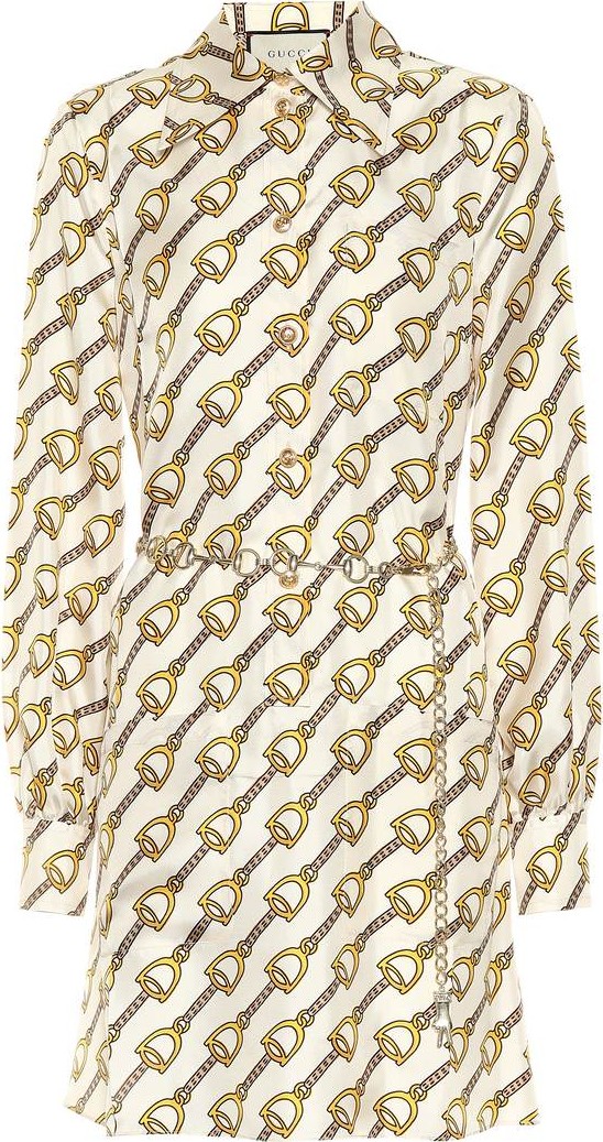 Gucci Printed silk shirt dress