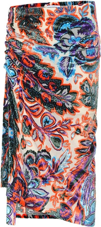 Paco Rabanne Floral velvet midi skirt