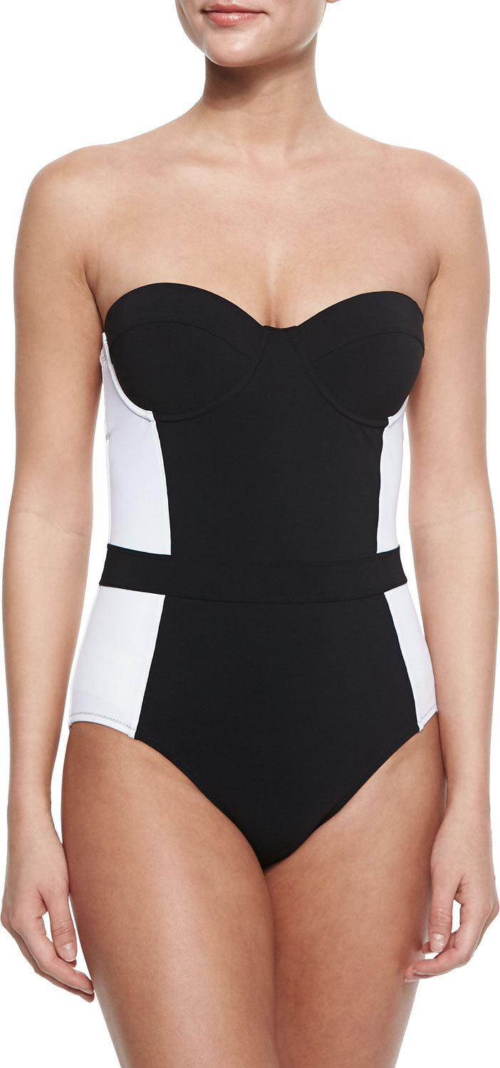 Tory Burch Lipsi Two-Tone One-Piece Swimsuit