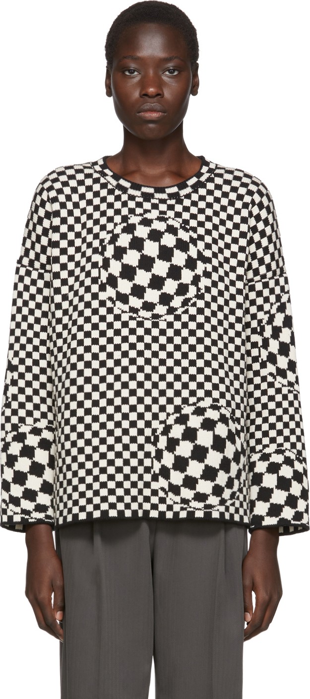 Off White Black & Off-White Checked Sweater