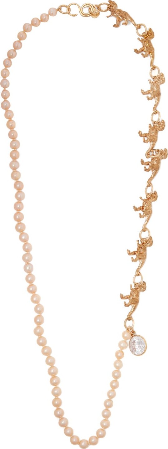 Sonia Boyajian Dinosaur Princess pearl and gold-plated necklace