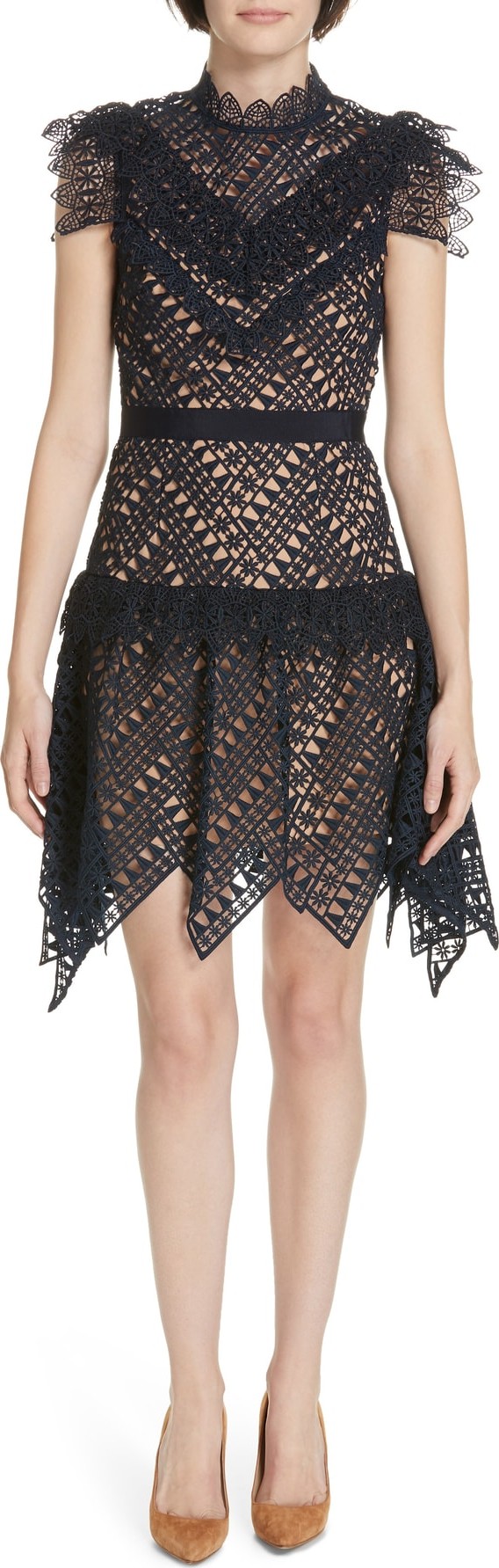 Self Portrait Handkerchief Hem Lace Dress