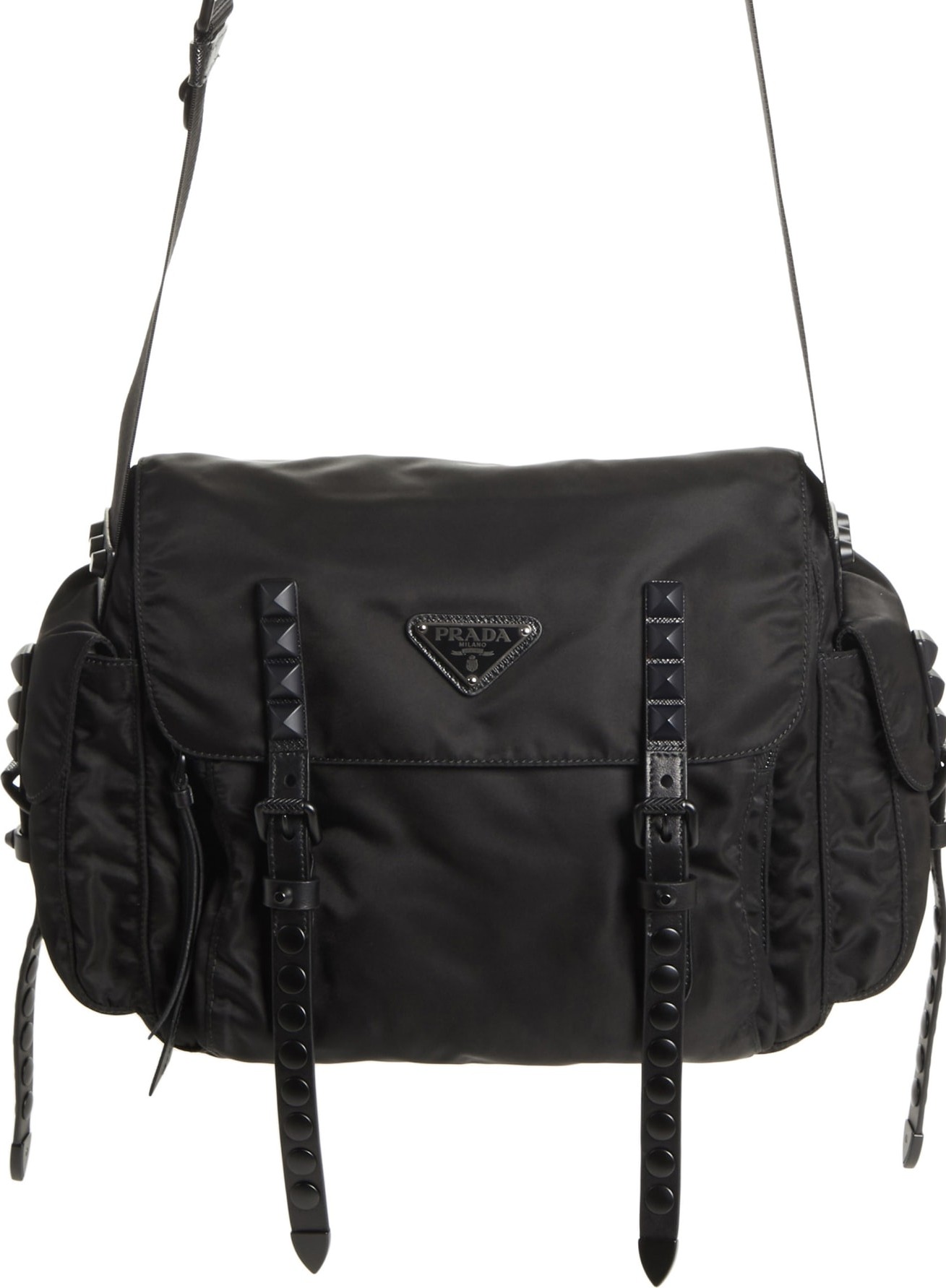 Prada Studded Nylon Messenger Bag