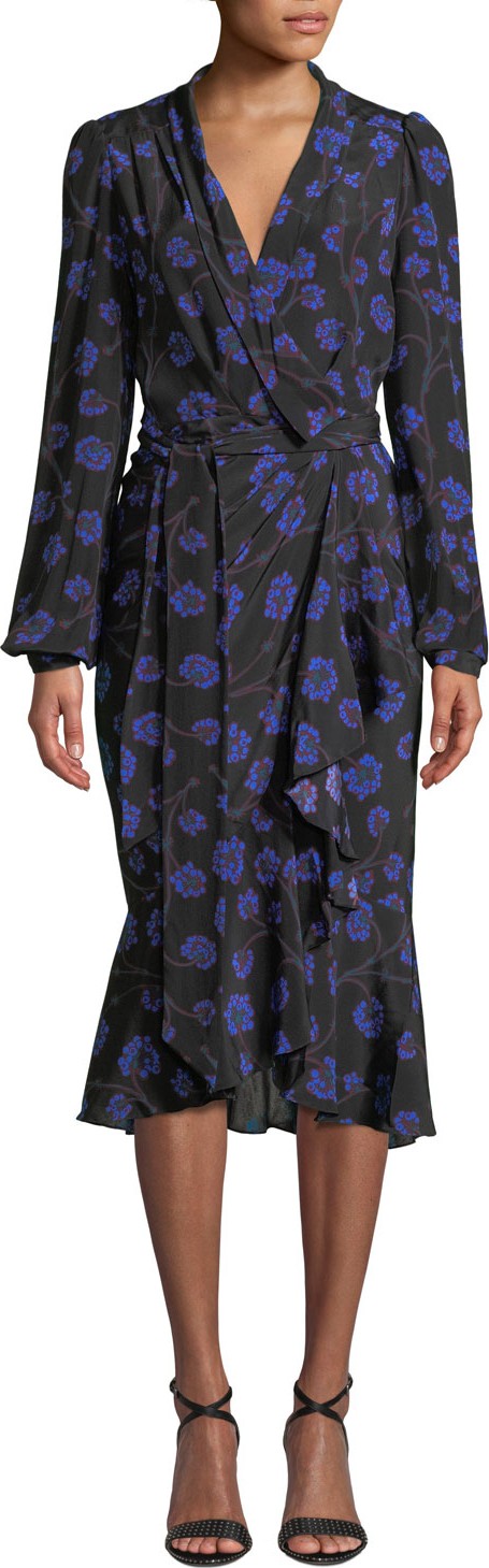 DIANE von FURSTENBERG Carla Floral-Print Long-Sleeve Wrap Dress