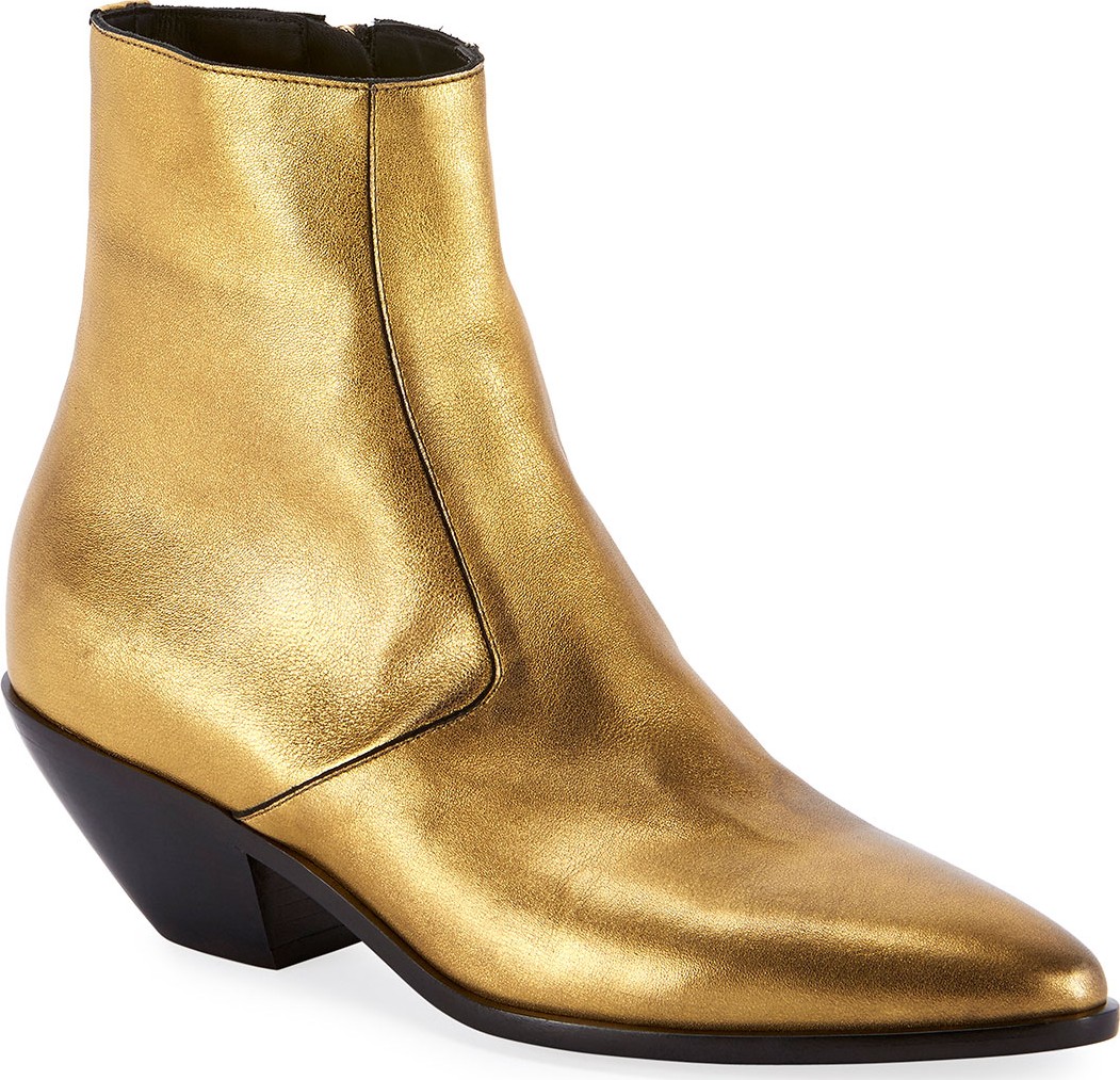 Saint Laurent West Metallic Zip Booties