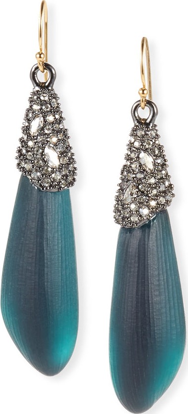 Alexis Bittar Crystal Encrusted Capped Wire Earrings, Blue