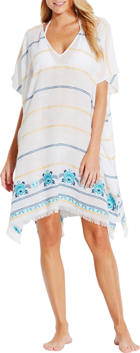 Seafolly Sunflower Striped Embroidered Coverup Kaftan