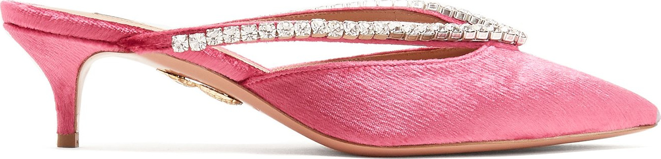 Aquazzura Sabine 45 crystal-embellished velvet mules