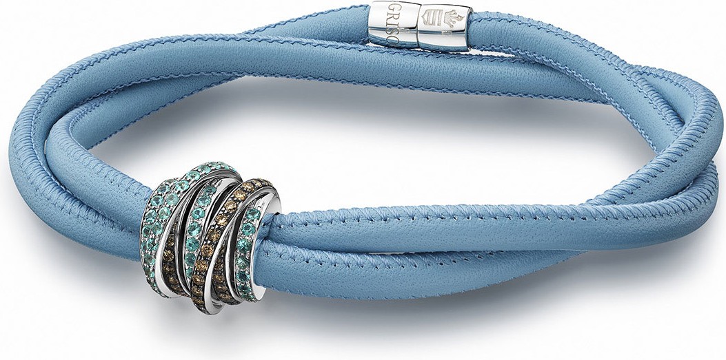 de GRISOGONO Allegra 18k White Gold & Leather Bracelet w/ Paraiba Tourmaline & Brown Diamonds