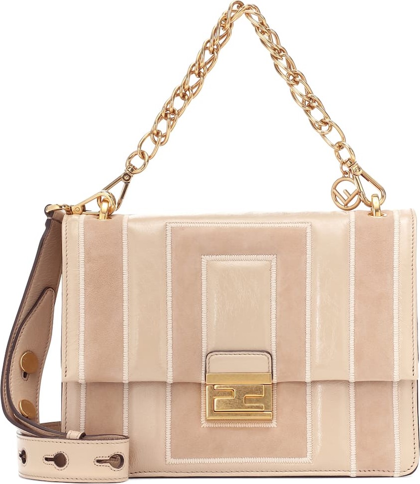 Fendi Kan U leather and suede shoulder bag