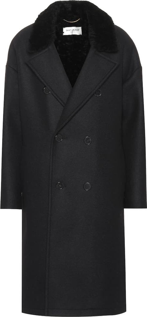 Saint Laurent Fur-trimmed wool coat