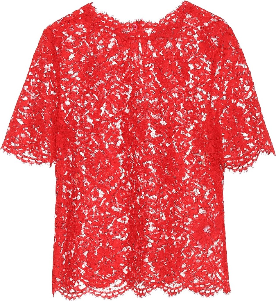 Valentino Cotton-blend lace top