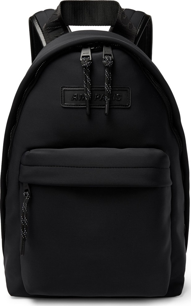 AMI Logo-Appliquéd Leather-Trimmed Neoprene Backpack