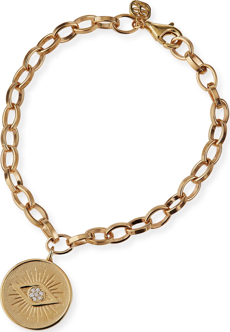 Sydney Evan 14k Evil Eye Medallion Bracelet w/ Diamonds