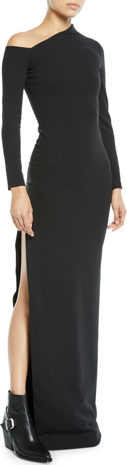 Solace London Liva Crepe One-Shoulder Split Gown