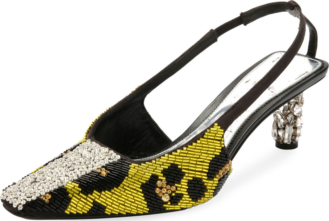 TOM FORD Leopard-Beaded Slingback Pump