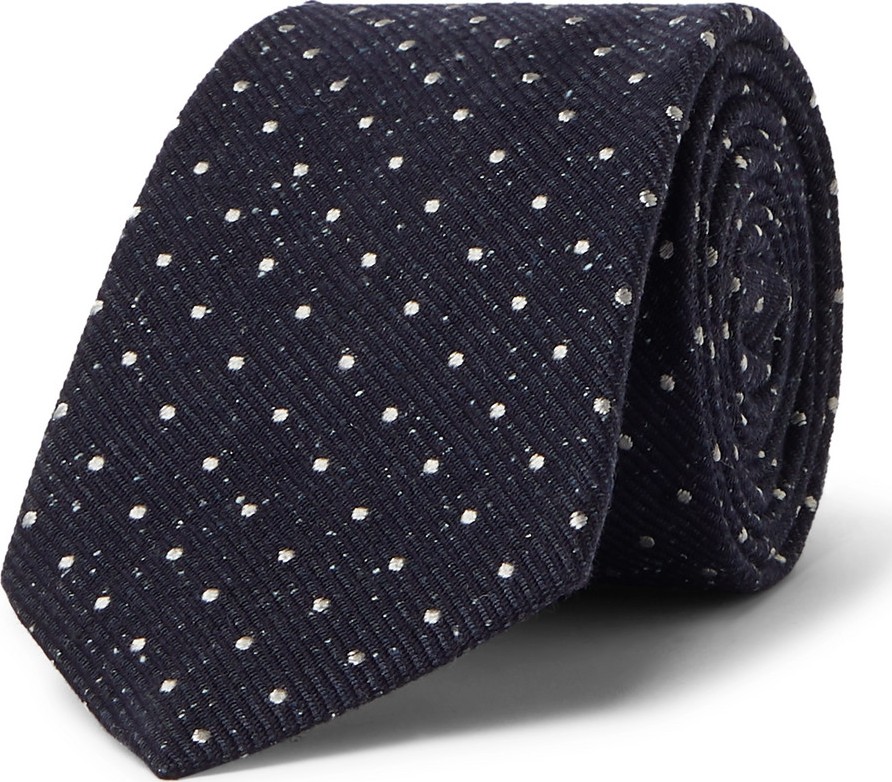 Canali 8cm Polka-Dot Silk and Virgin Wool-Blend Tie