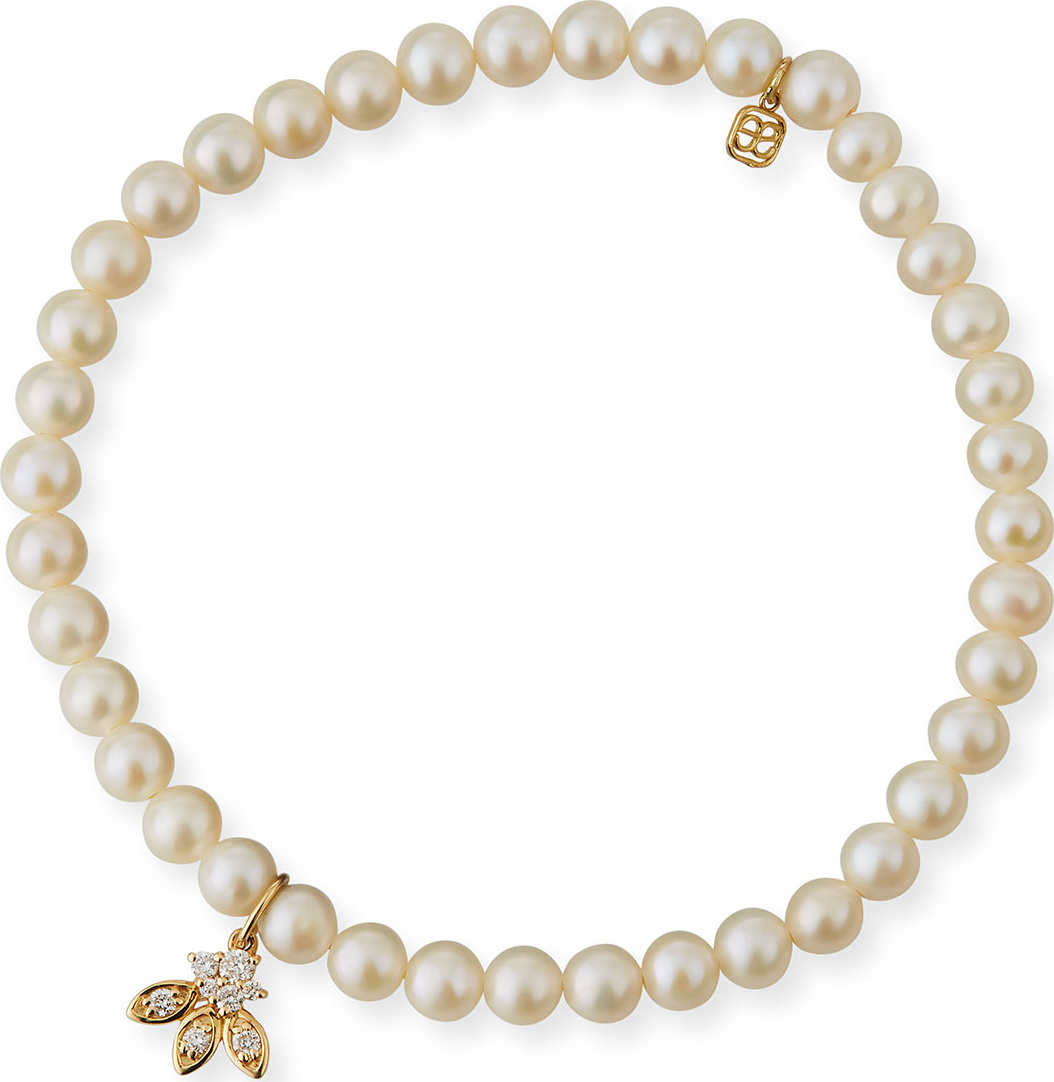 Sydney Evan 14k Pearl & Diamond Flower Bracelet
