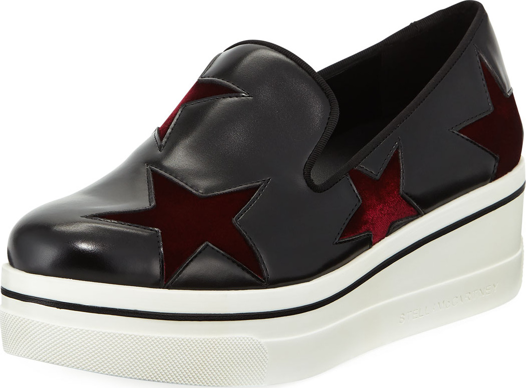 Stella McCartney Binx Velvet-Star Platform Sneakers