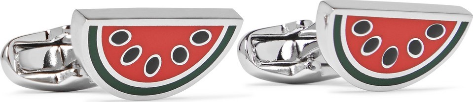 Paul Smith Watermelon Silver-Tone and Enamel Cufflinks