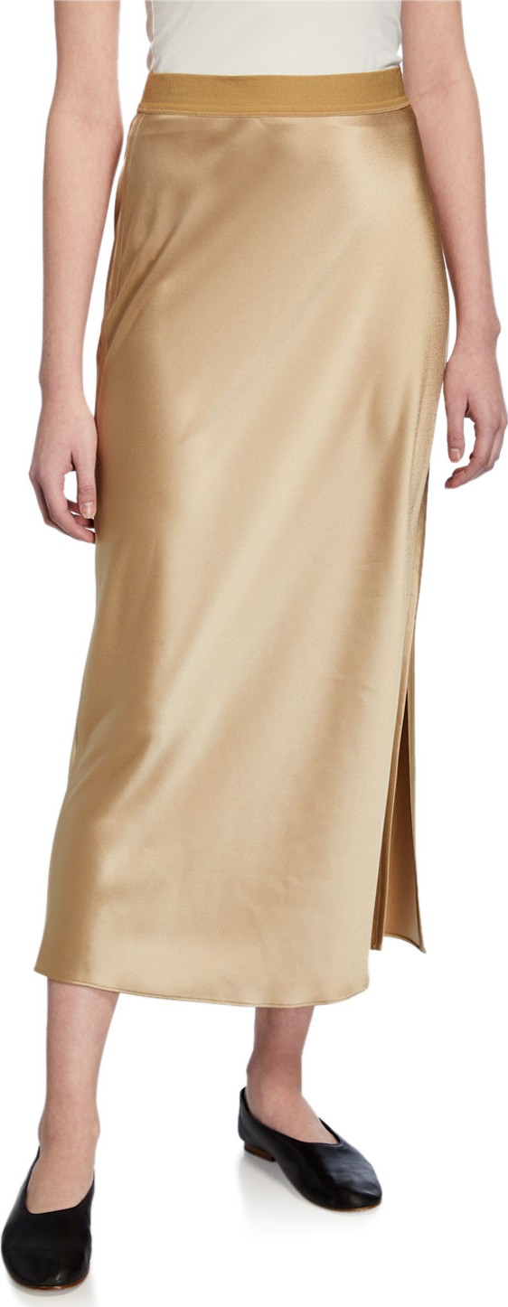 Theory Flat-Sateen A-Line Maxi Slip Skirt