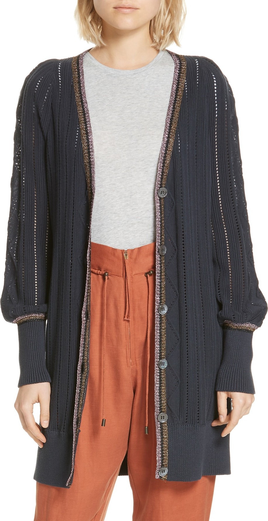 APIECE APART Palma Puff Sleeve Long Cardigan