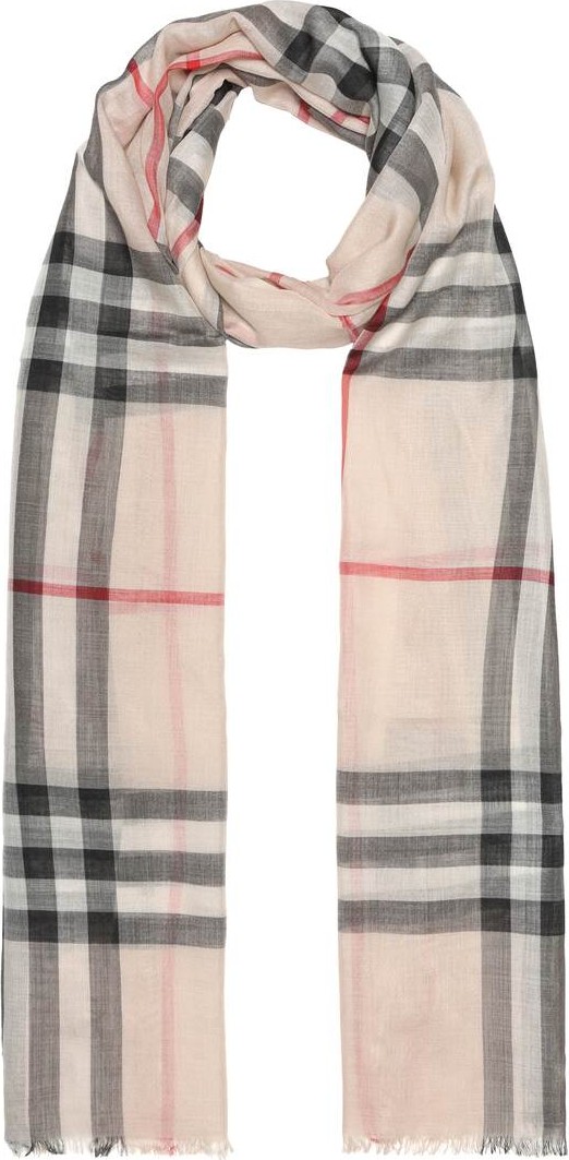 Burberry London England Check wool and silk gauze scarf