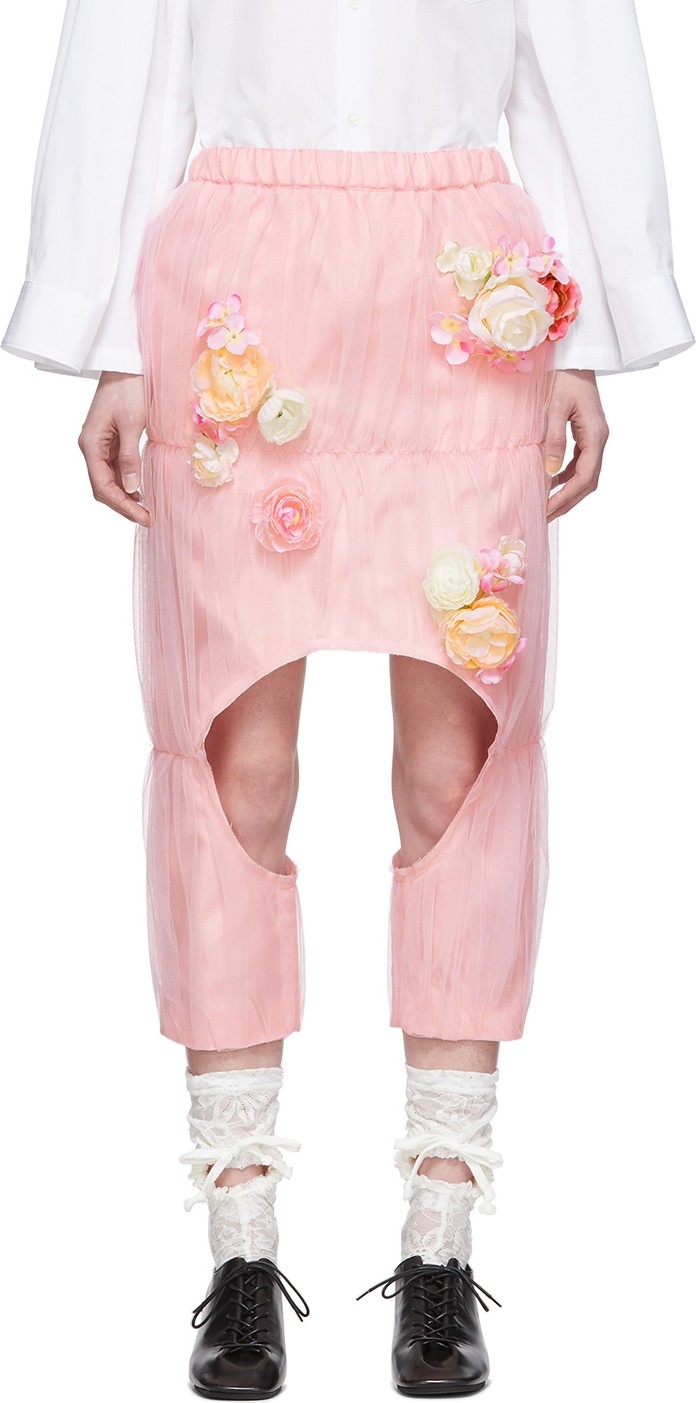 Comme Des Garcons Pink Tulle Flowers Skirt