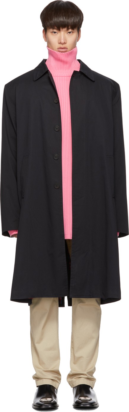 Balenciaga Navy Cotton Twill Car Coat