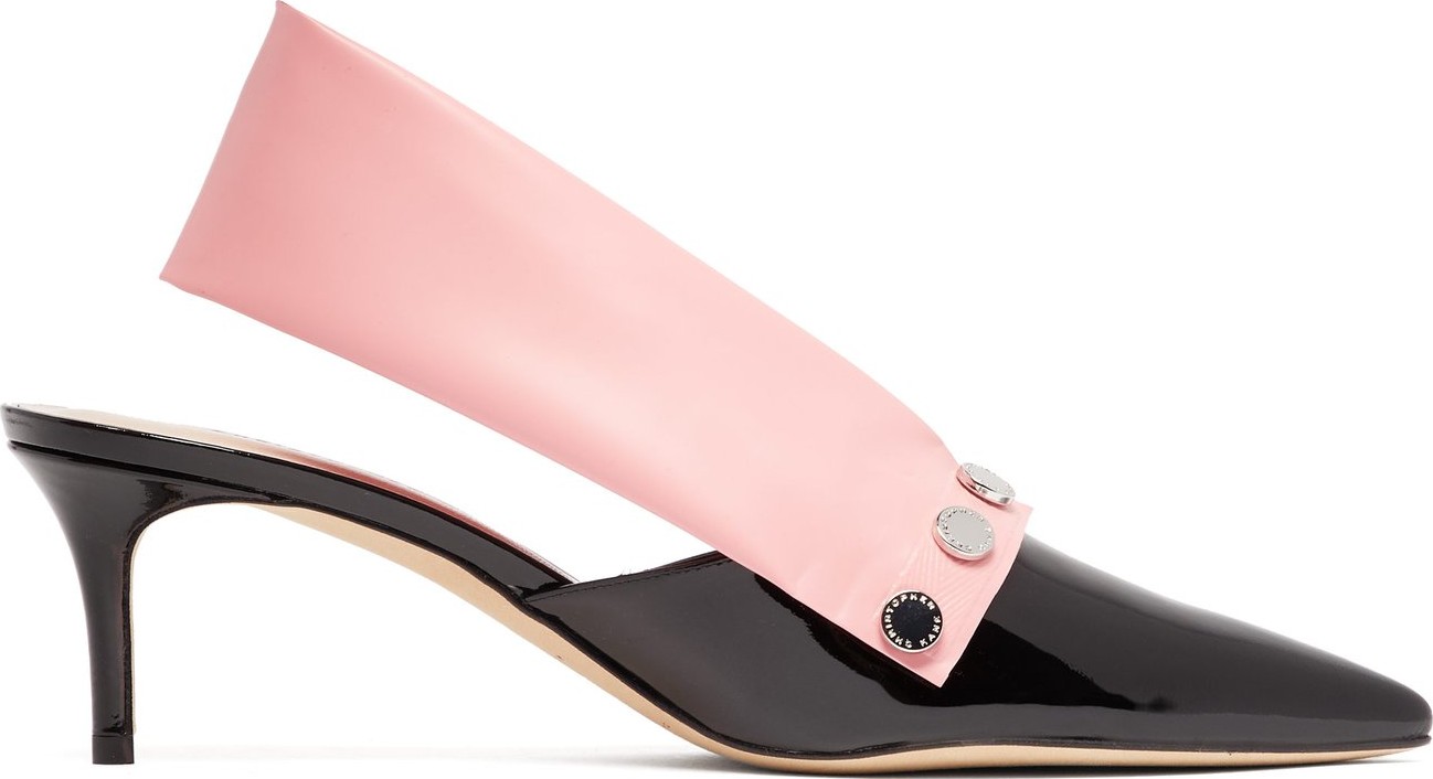 Christopher Kane Latex-strap patent-leather slingback pumps