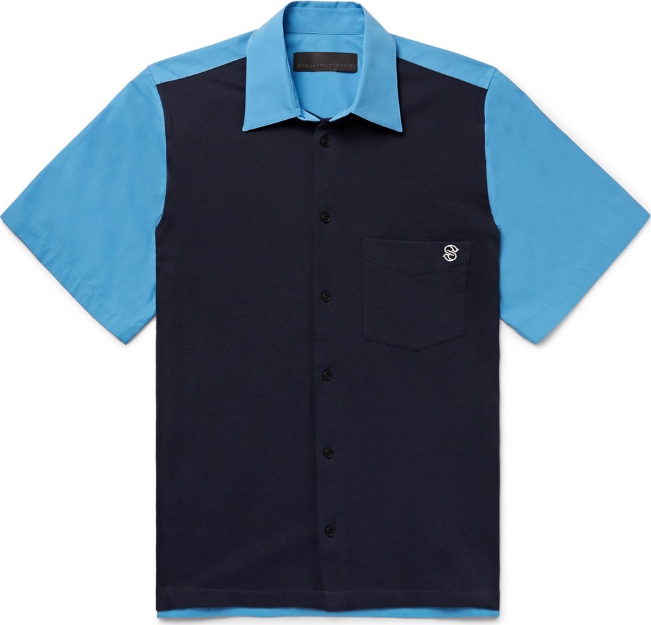 Stella McCartney Rodney Logo-Embroidered Organic Cotton-Piqué and Poplin Shirt