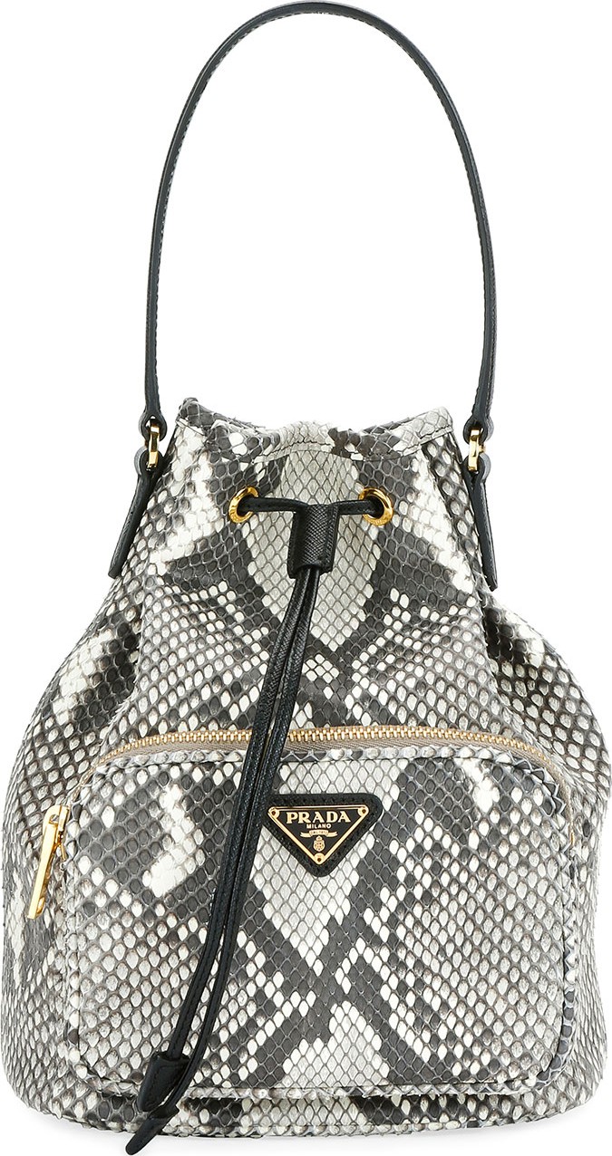 Prada Nylon Top-Handle Bucket Bag