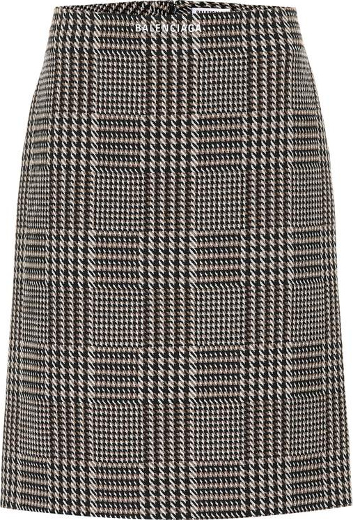 Balenciaga Checked wool-blend miniskirt