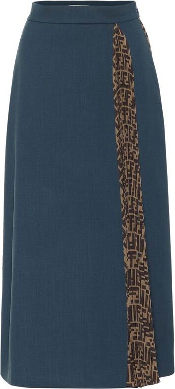 Fendi Wool-crêpe midi skirt