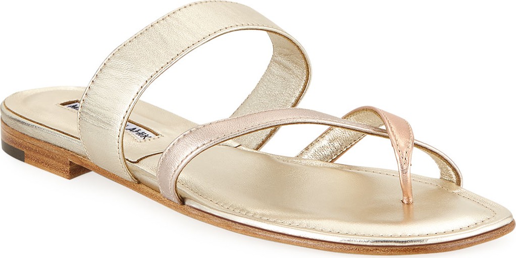 Manolo Blahnik Susa Flat Leather Sandals