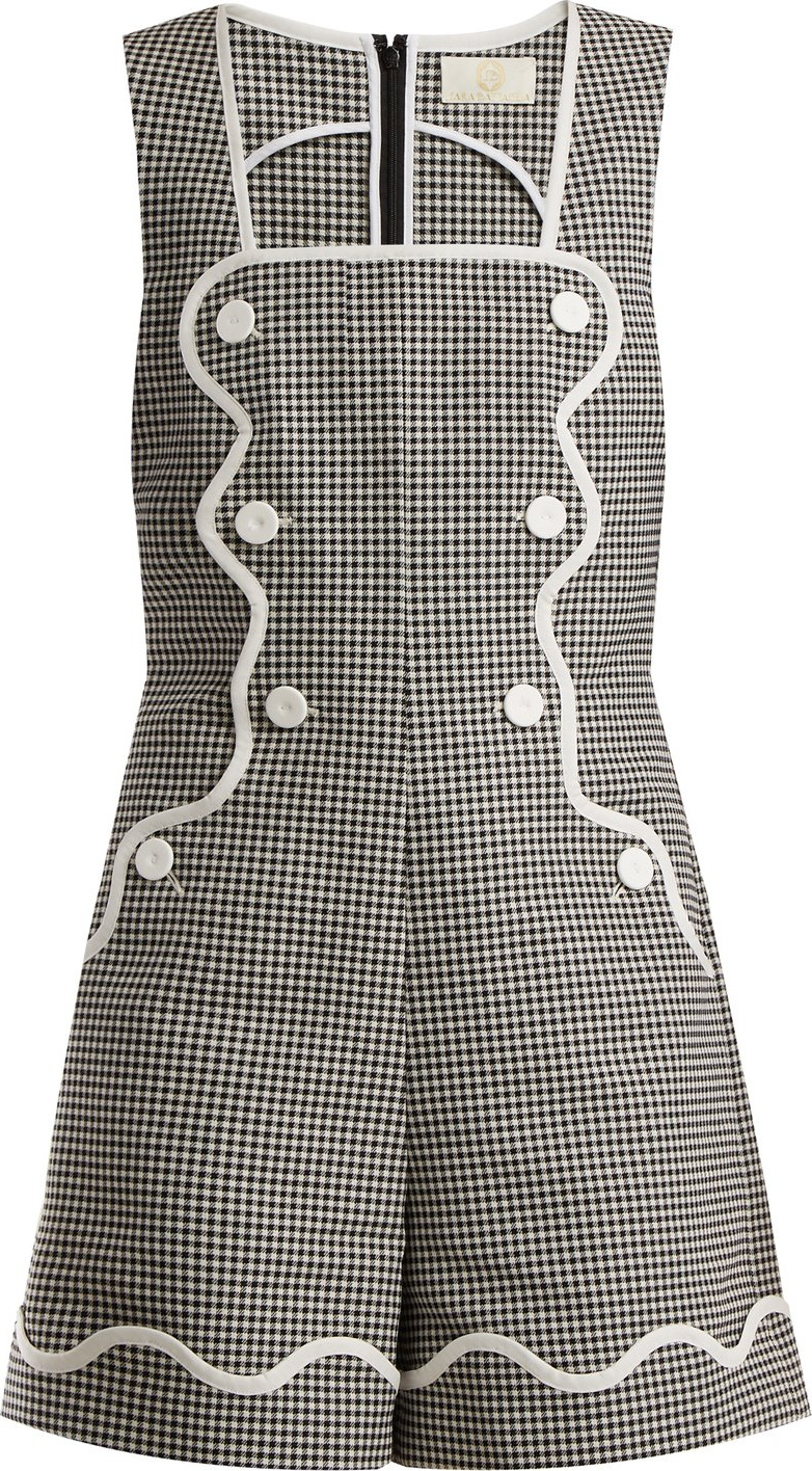 Sara Battaglia Houndstooth cotton-stretch playsuit