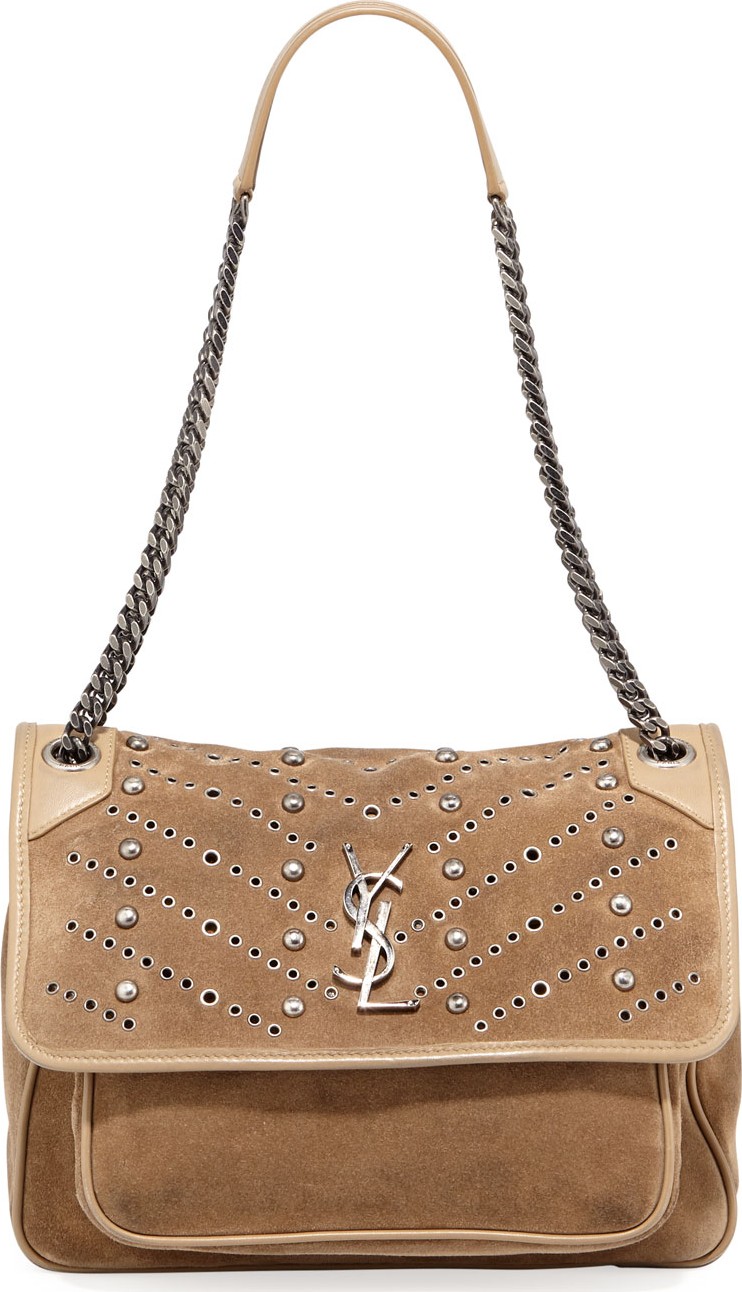 Saint Laurent Niki Monogram YSL Medium Suede Shoulder Bag