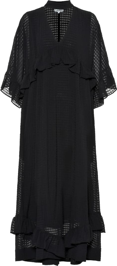 Ganni Seersucker maxi dress