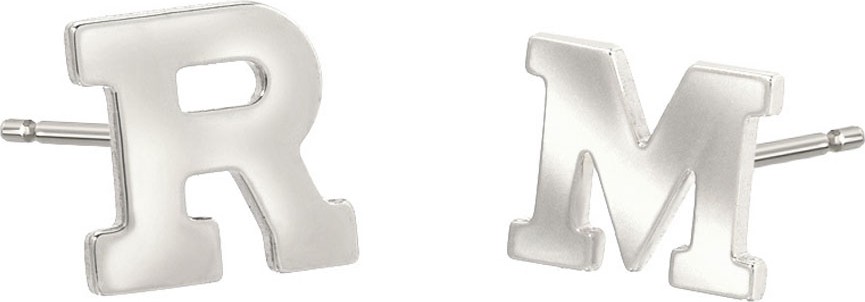 ZOE LEV Regin Personalized Initial Stud Earrings in 14K White Gold