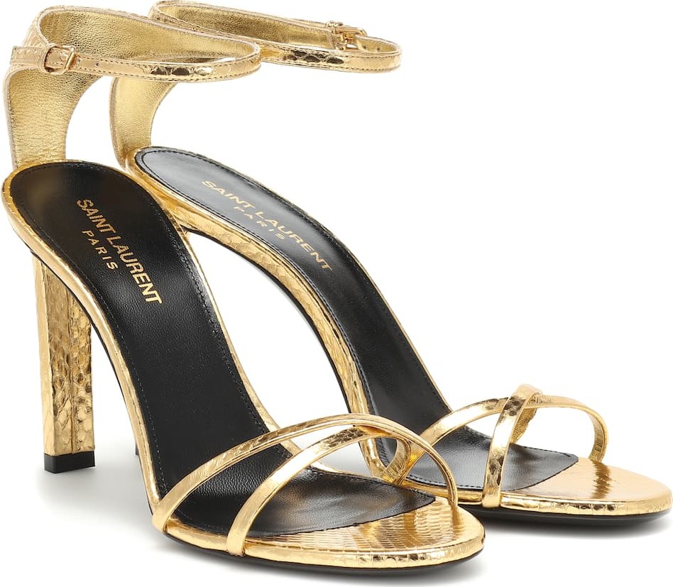 Saint Laurent Mica 95 metallic snakeskin sandals