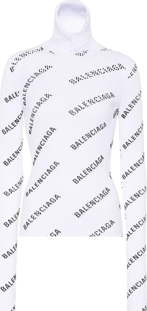 Balenciaga Logo-knit turtleneck sweater
